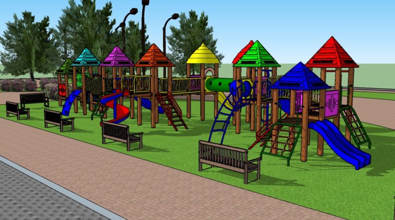Projeção dos playgrounds que serão instalados nas praças