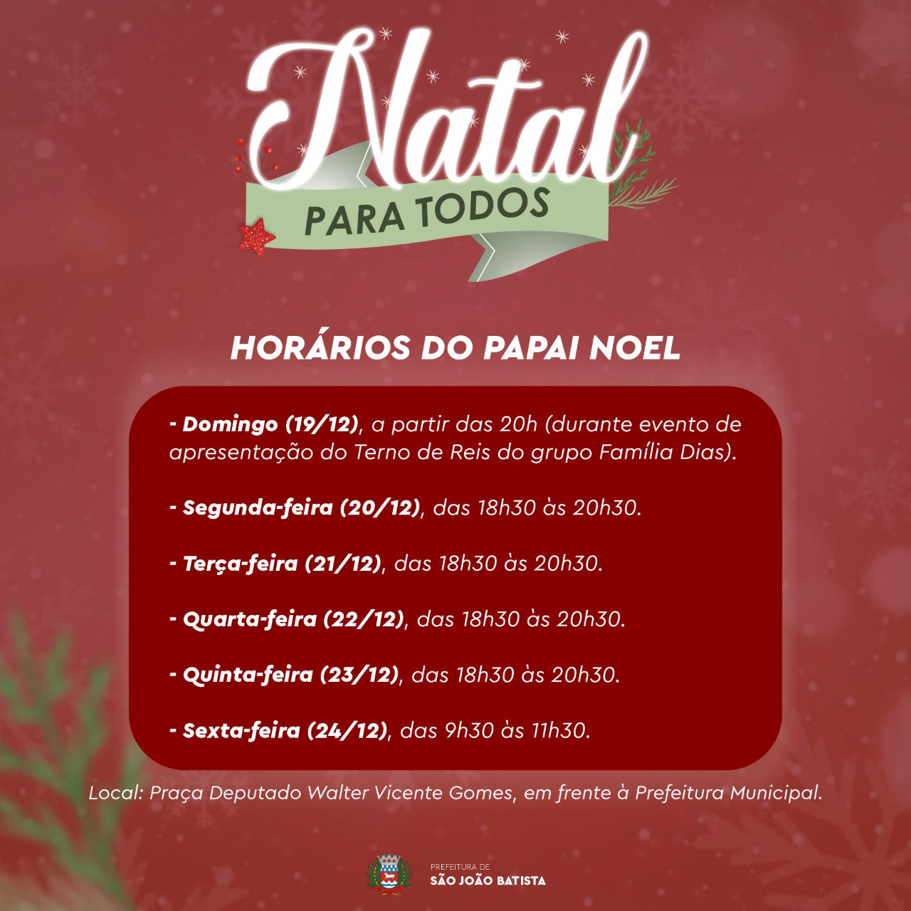 Natal para Todos: domingo (19) tem Terno de Reis com o grupo Família Dias -  Prefeitura de São João Batista