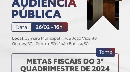 Audiência pública para prestação de contas do 3º quadrimestre de 2024 será realizada nesta quarta-feira (26)