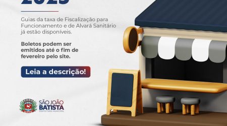 Prazo para pagamento das guias da taxa de Fiscalização para Funcionamento e de Alvará Sanitário vence nesta sexta-feira (28)