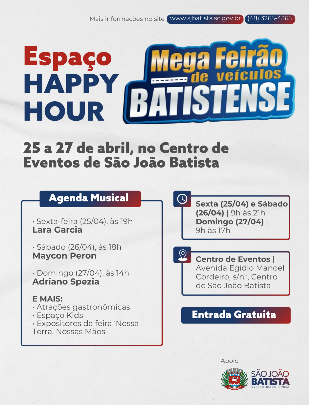 Espaço Happy Hour do 1º Mega Feirão de Veículos Batistense terá apresentações musicais gratuitas neste final de semana