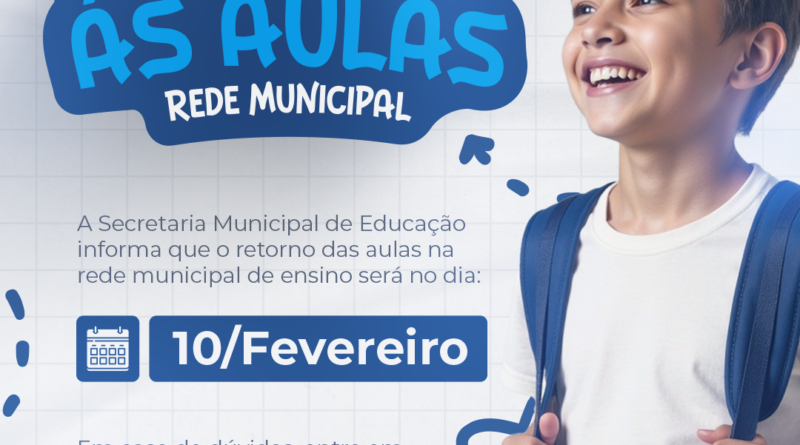 Volta às aulas na rede municipal de São João Batista está marcada para 10 de fevereiro