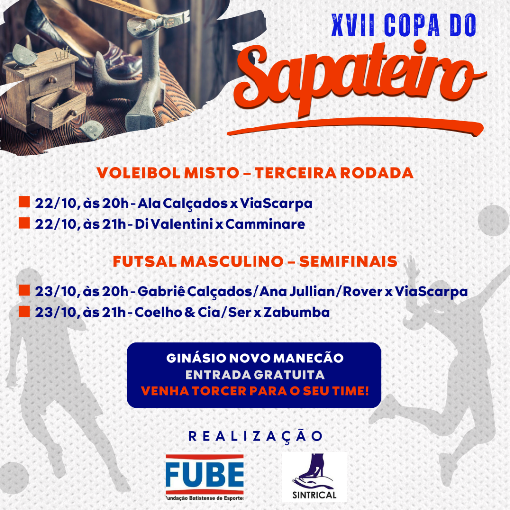 Finalistas da Copa do Sapateiro 2024 serão conhecidos nesta terça (22) e quarta-feira (23)