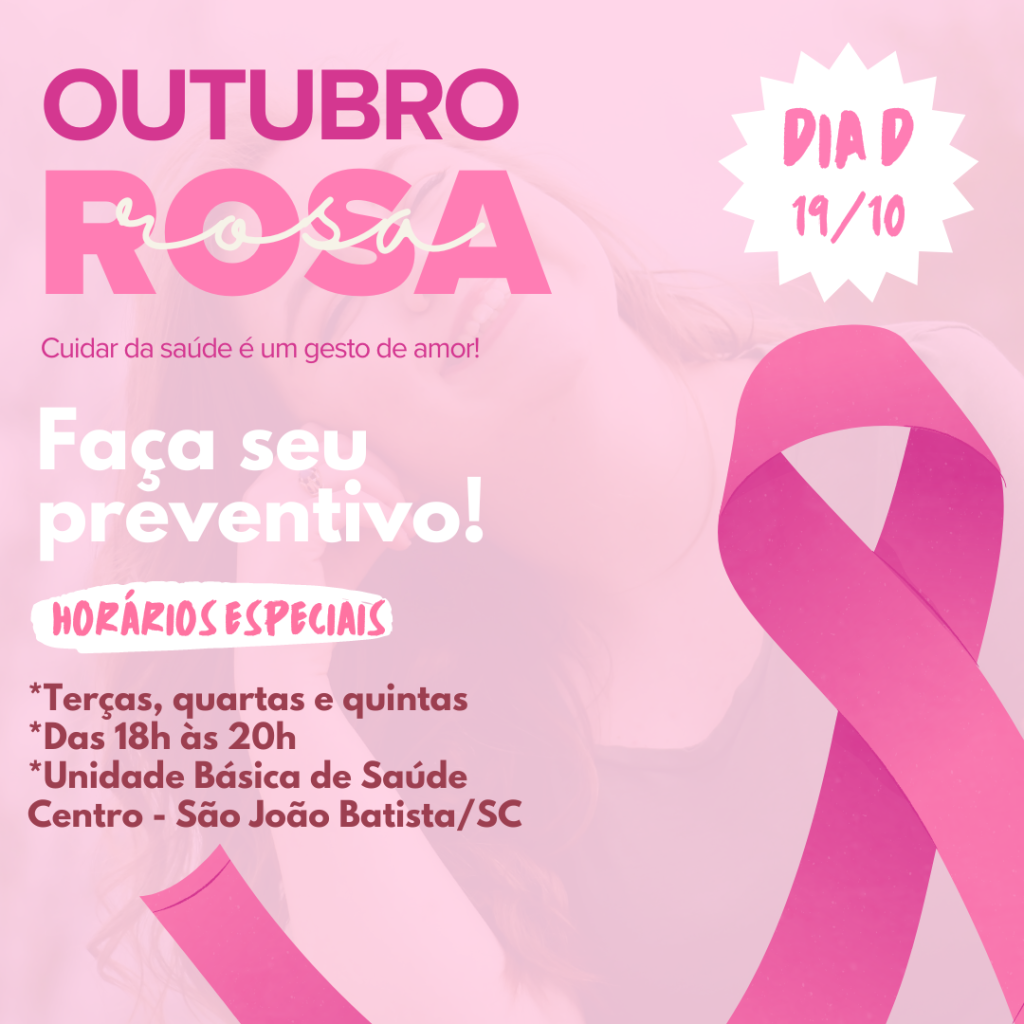 Outubro Rosa: coleta de preventivos está disponível em horários alternativos na UBS Centro