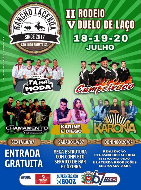 2º Rodeio e 5º Duelo de Laço do CTG Rancho Lacerda movimentam São João Batista neste final de semana