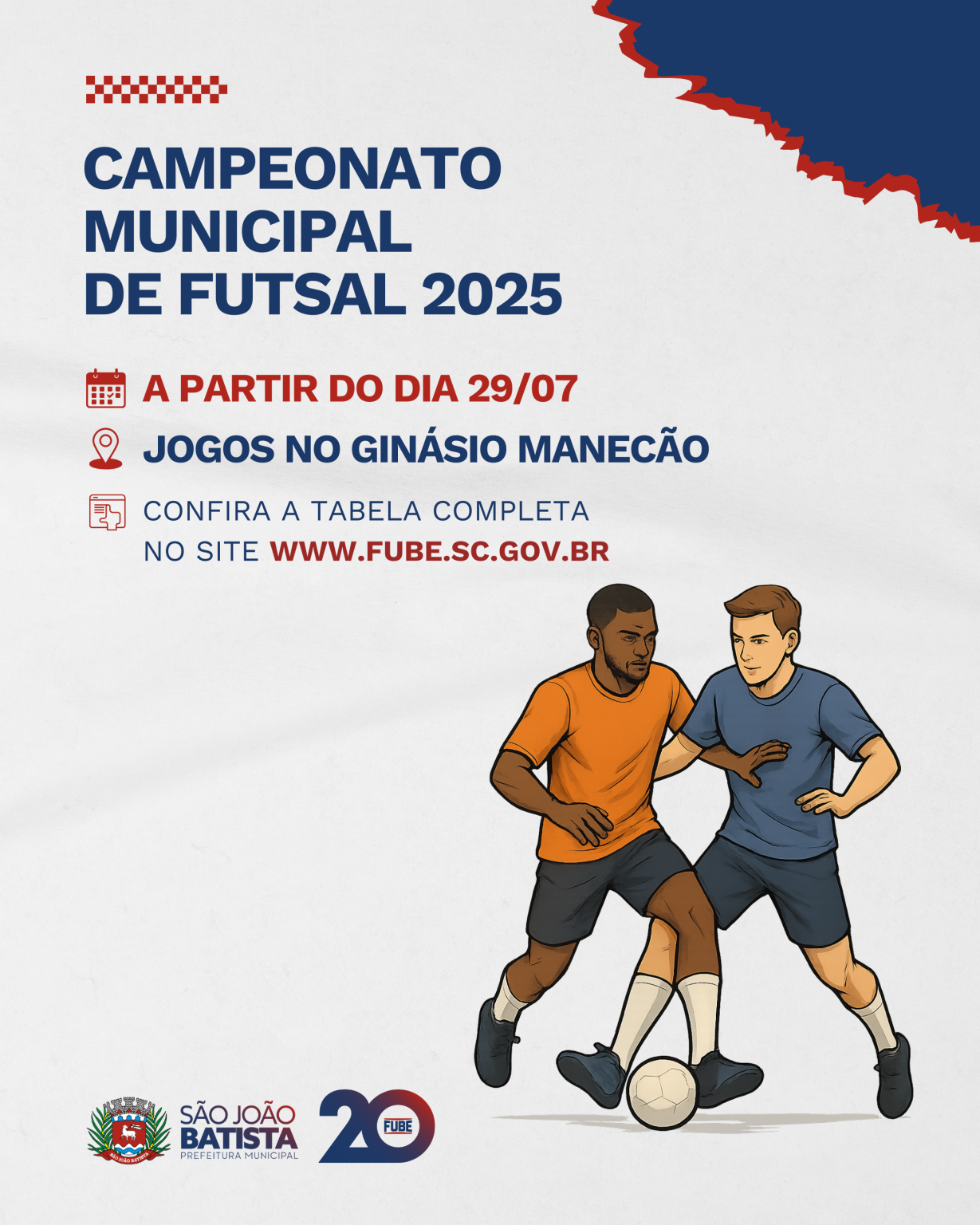 Campeonato Municipal de Futsal de São João Batista inicia na terça-feira (29/07)