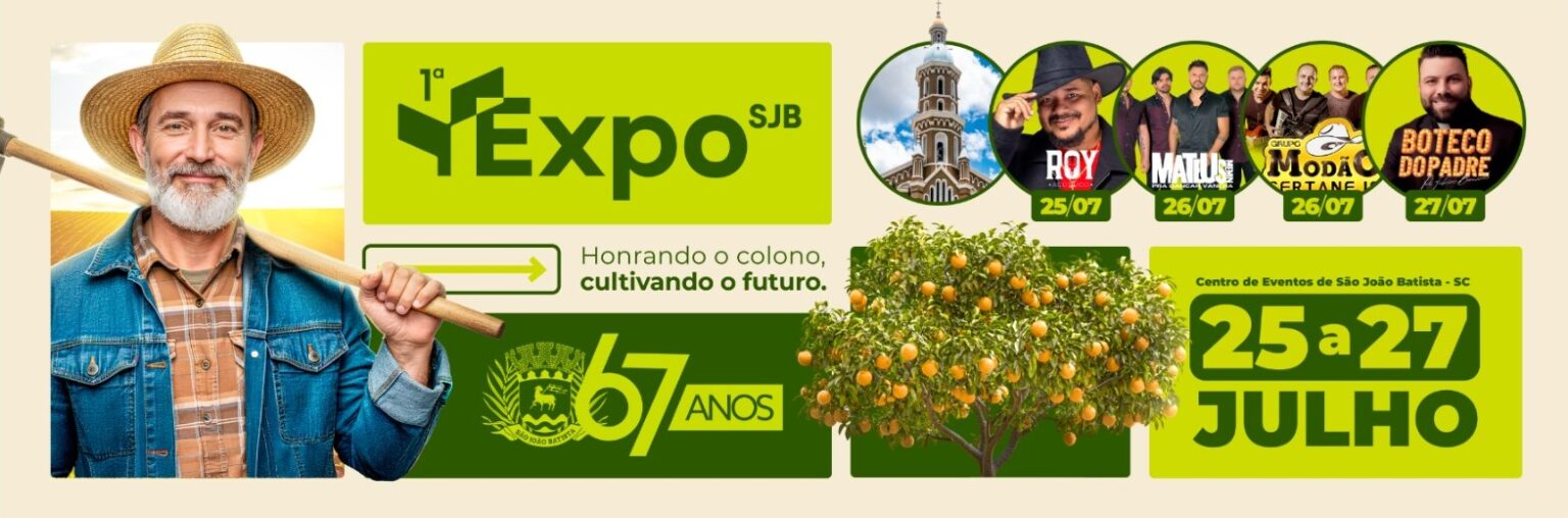 1ª Expo SJB movimenta São João Batista de 25 a 27 de julho com shows, feira e gastronomia