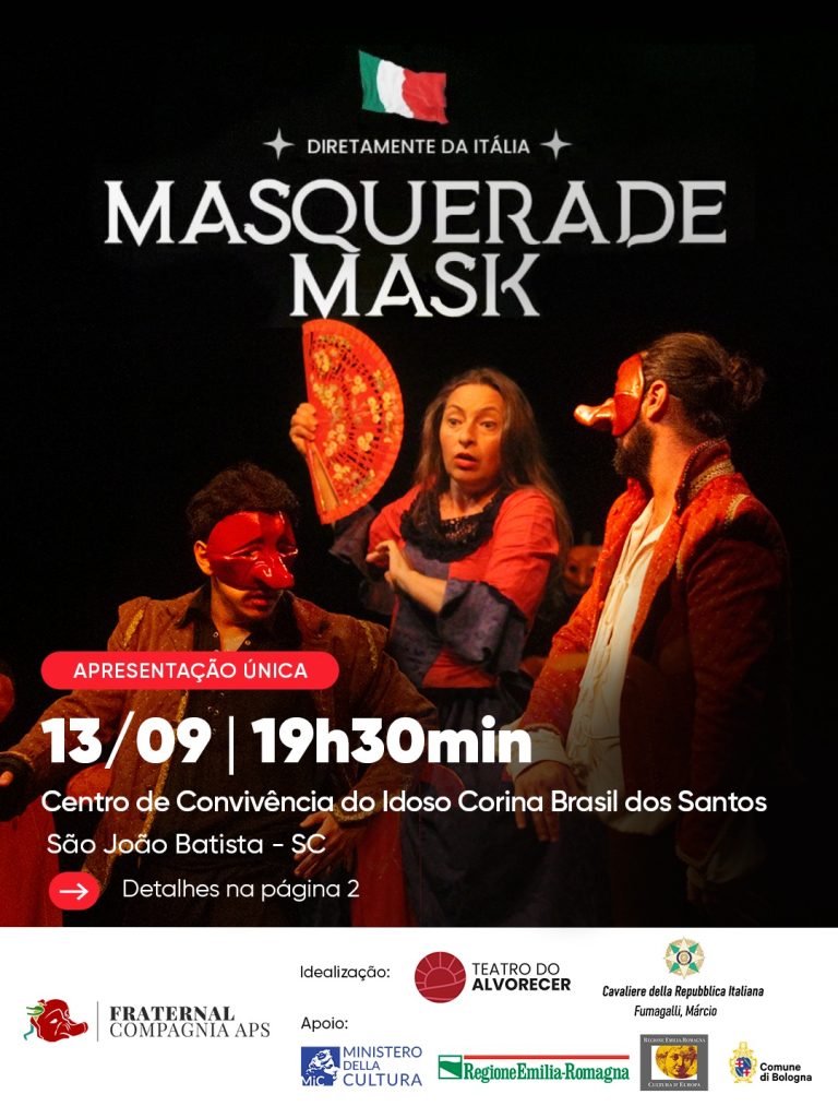 São João Batista recebe espetáculo italiano “Masquerade Mask” em 13 de setembro