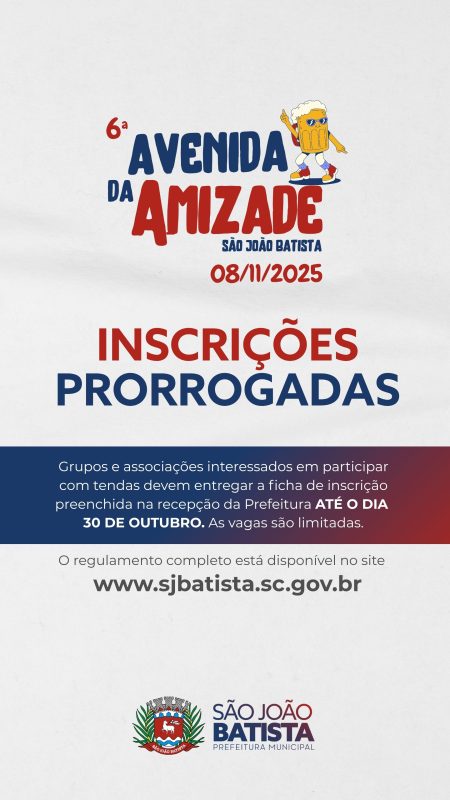 Inscrições para a 6ª Avenida da Amizade são prorrogadas até 30 de outubro