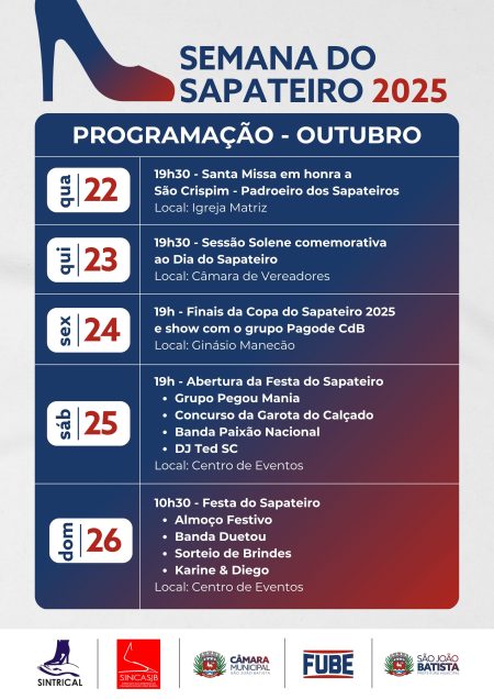 Semana do Sapateiro celebra tradição e destaca importância do setor calçadista em São João Batista
