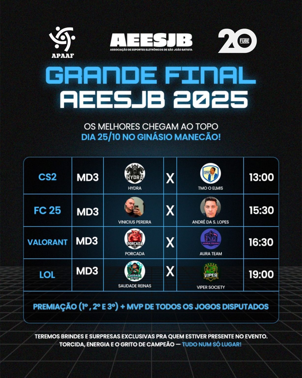 1º Campeonato Municipal de eSports de São João Batista terá finais neste sábado (25/10)