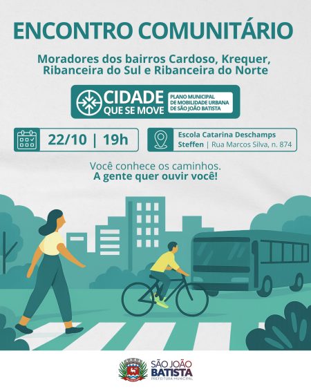 Escola Catarina receberá encontro do Plano Municipal de Mobilidade Urbana no dia 22 de outubro
