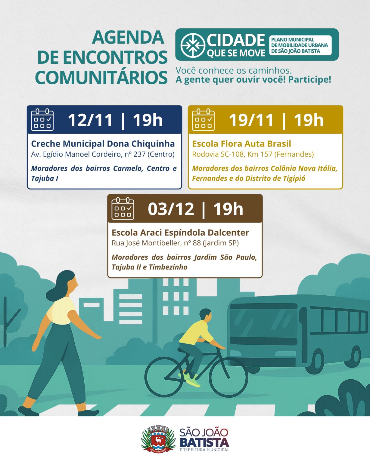 Creche Dona Chiquinha recebe encontro do Plano Municipal de Mobilidade Urbana nesta quarta-feira (12/11)