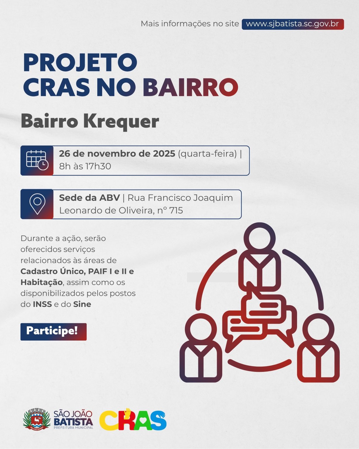 Krequer recebe projeto “Cras no Bairro” na próxima quarta-feira (26/11)
