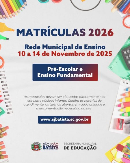 Matrículas 2026: confira as turmas abertas em cada unidade escolar