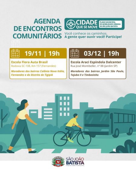 Escola Flora Auta Brasil recebe encontro do Plano Municipal de Mobilidade Urbana nesta quarta-feira (19/11)