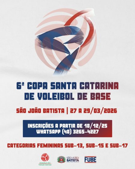 São João Batista sediará a 6ª Copa Santa Catarina de Voleibol de Base