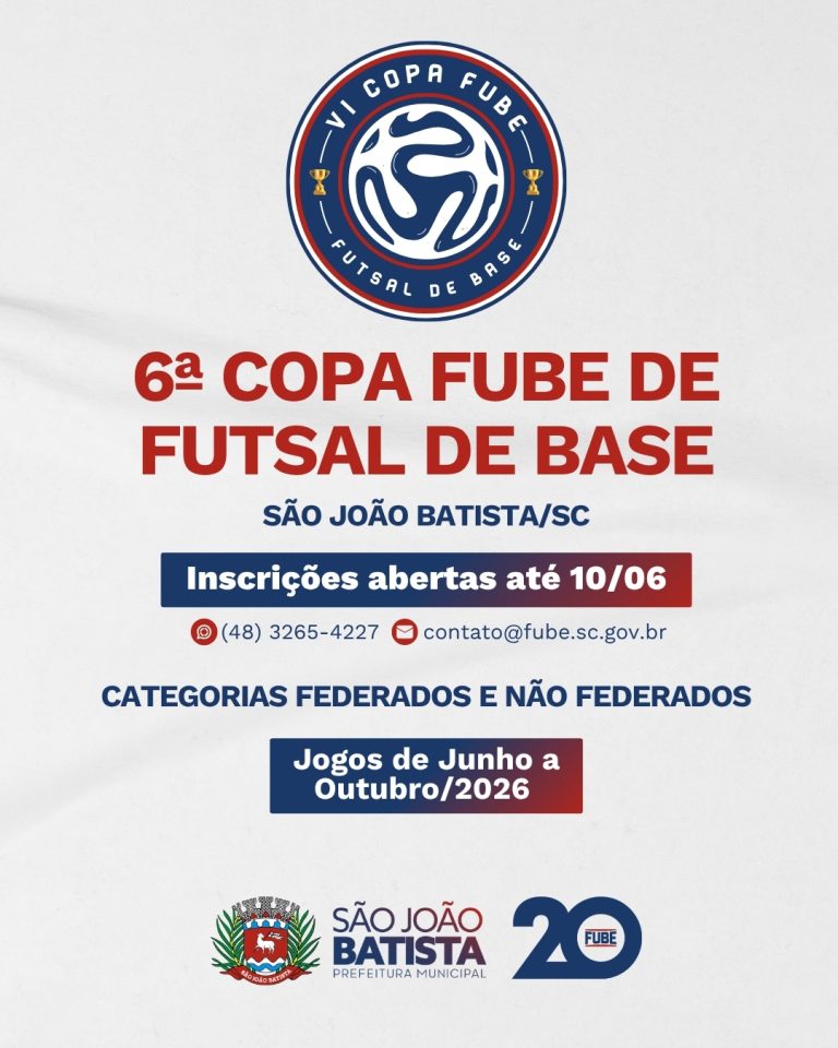 Inscrições abertas para a 6ª Copa Fube de Futsal de Base