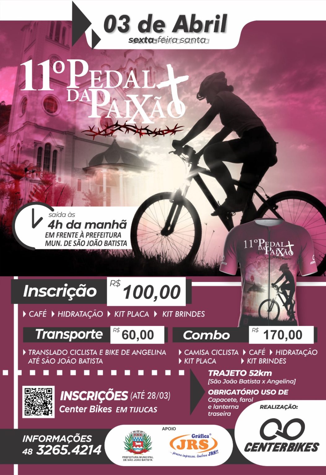 Inscrições abertas para o 11º Pedal da Paixão em São João Batista